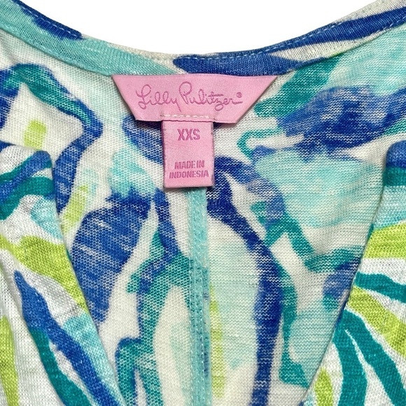Lilly Pulitzer Linen Duval Dress in Pool Blue Stay Cool Dress Cover-Up Size XXS - Picture 9 of 12